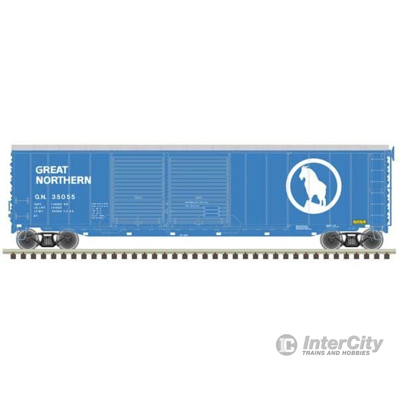 Atlas 20006579 Postwar 50' Double-Door Boxcar - Ready to Run - Master(R) -- Great Northern 35055 (Big Sky Blue, white)