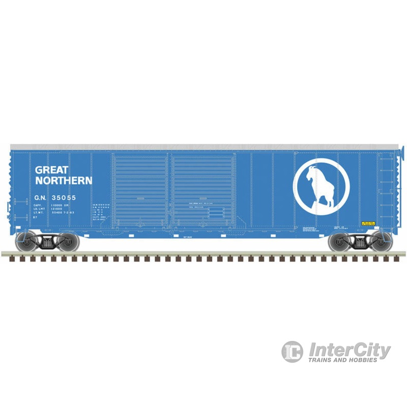 Atlas 20006580 Postwar 50' Double-Door Boxcar - Ready to Run - Master(R) -- Great Northern 35809 (Big Sky Blue, white)
