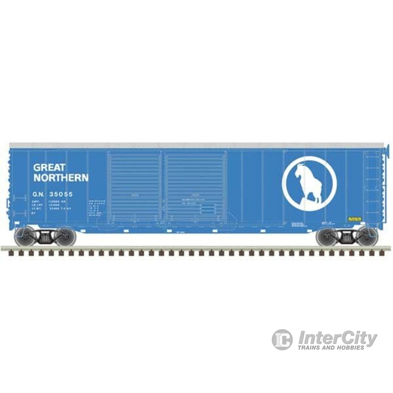Atlas 20006581 Postwar 50' Double-Door Boxcar - Ready to Run - Master(R) -- Great Northern 35930 (Big Sky Blue, white)