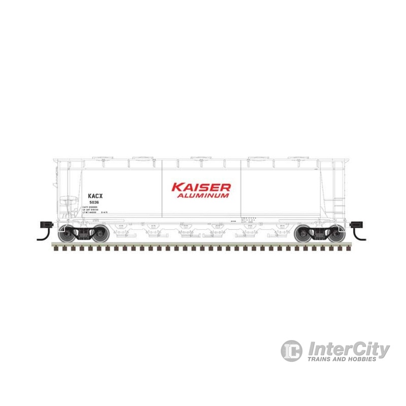 Atlas 20007191 ACF 6-Bay Cylindrical Hopper - Ready to Run -- Kaiser Aluminum #5036 (white, red)