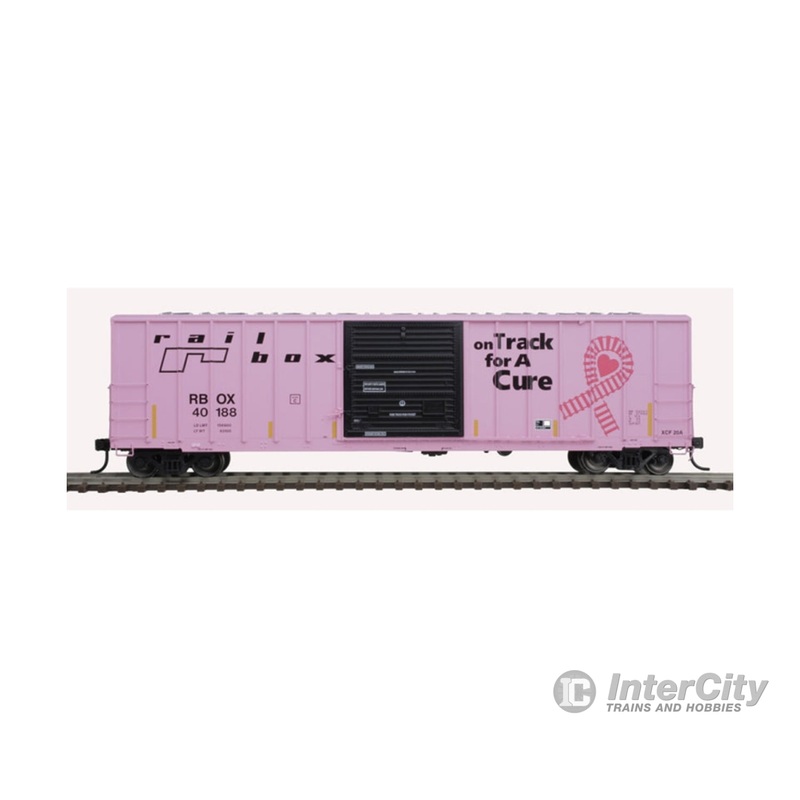 Atlas HO 20006215 FMC 5077 Single-Door Boxcar - Ready to Run -- Railbox 40188 (pink, black, On Track for a Cure)