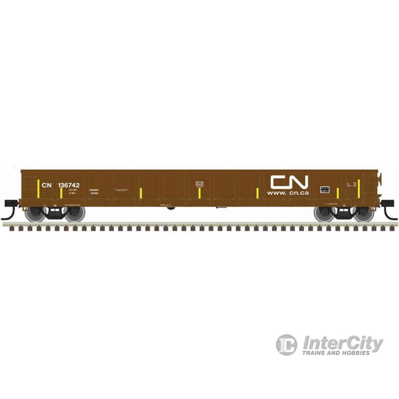 Atlas Trainman HO 20005438 Evans 52' Gondola - Ready to Run -- Canadian National #136690 (Boxcar Red; Noodle Logo, Yellow Conspicuity Marks)
