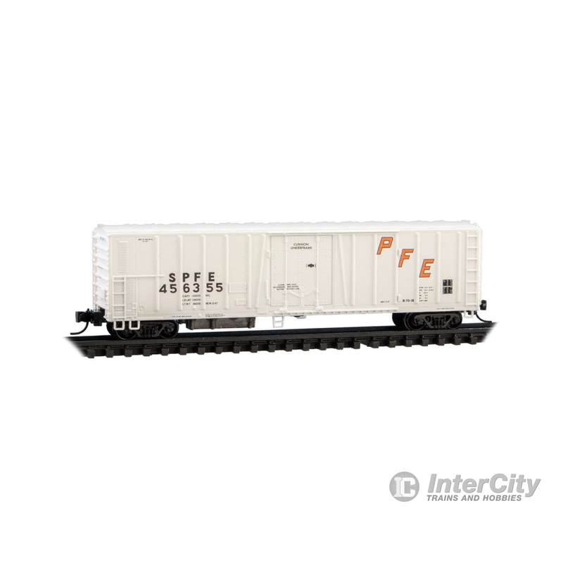 Micro Trains N 8100070 PC&F Class R-70-13 Steel Mechanical Reefer No Roofwalk - Pacific Fruit Express #456355 (Early 1980s, white, orange, black)