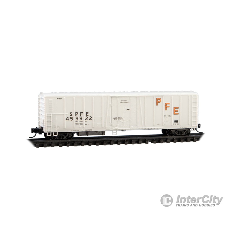 Micro Trains N 8100080 PC&F Class R-70-13 Steel Mechanical Reefer No Roofwalk - Pacific Fruit Express #459922 (Early 1980s, white, orange, black)