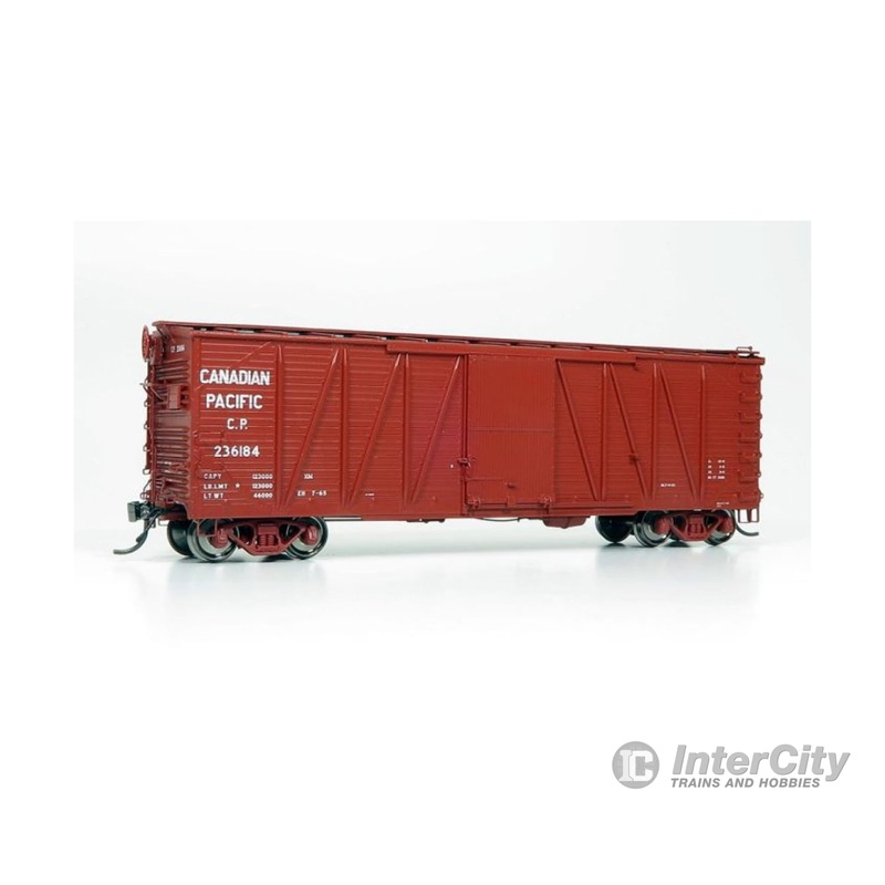 Rapido HO 142103A USRA Single-Sheathed Wood CPR Clone Boxcar - Ready to Run -- Canadian Pacific Set 1 (Boxcar Red, Late Post-1960 Lettering)