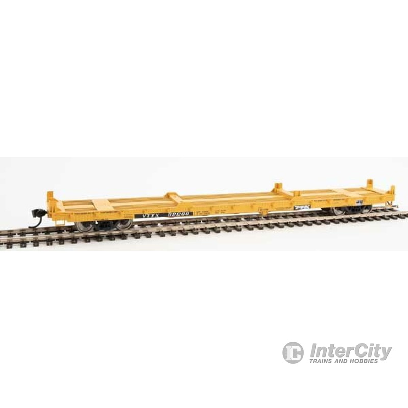 Walthers Mainline 5384 60' Pullman-Standard Flatcar - Ready to Run -- TTX VTTX #92288 (20' & 40' Container Loading; yellow, black, white)
