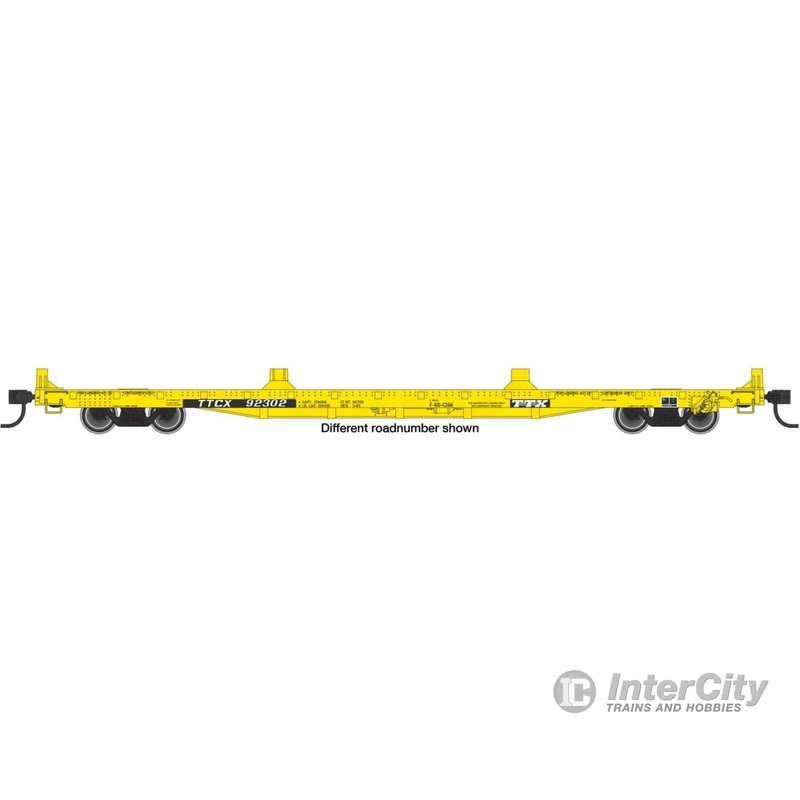 Walthers Mainline 5414 60' Pullman-Standard Flatcar - Ready to Run -- TTX TTCX #92340 (Container pedestals; yellow, black, white)