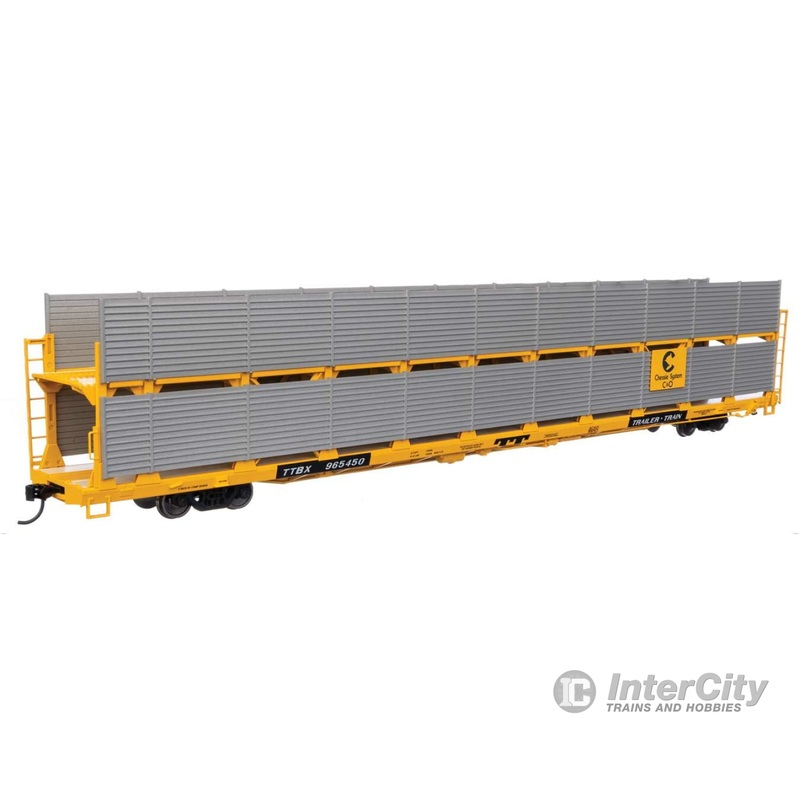 Walthers Mainline 8108 89' Flatcar w/Bi-Level Shielded Auto Rack - Ready to Run -- Chesapeake & Ohio Rack / Trailer-Train Flatcar TTBX #965450