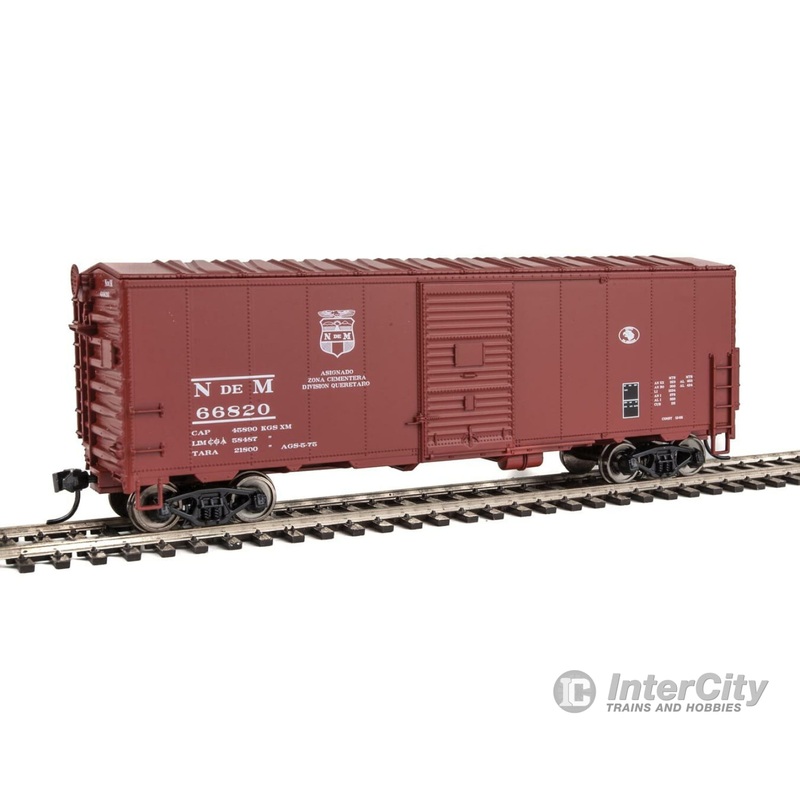Walthers Mainline HO 1194 40' Association of American Railroads AAR Modernized 1948 Boxcar - Ready to Ru -- National Railways of Mexico NdeM #66820 (Boxcar Red, Small Shield Logo)