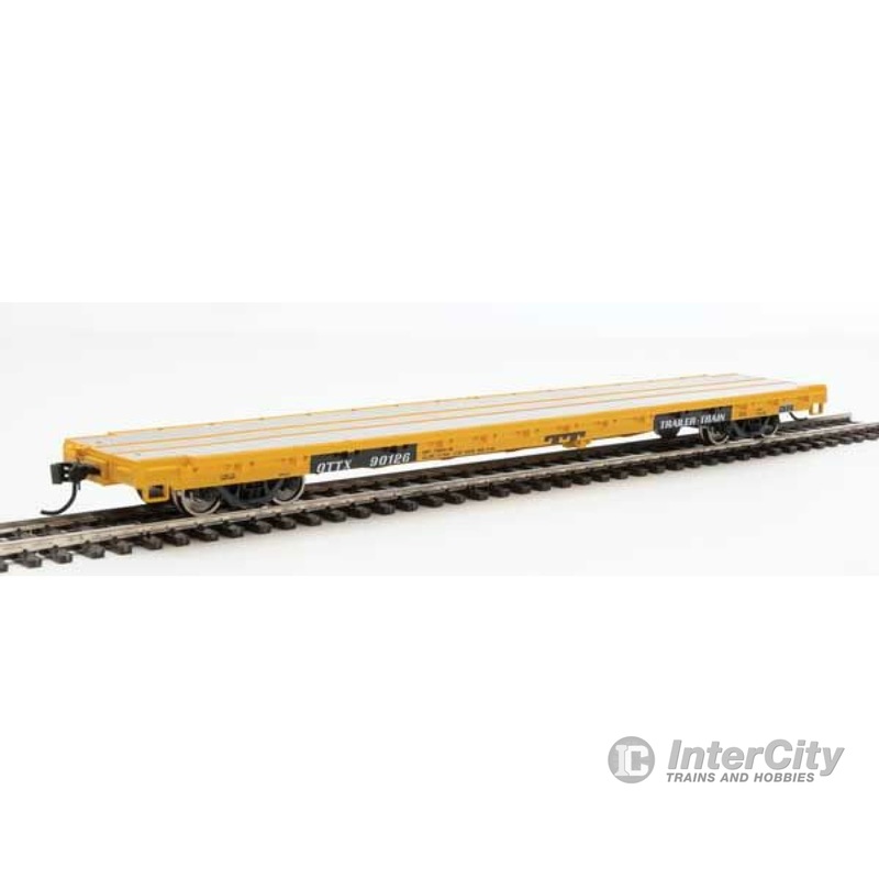 Walthers Mainline HO 5347 60' Pullman-Standard Flatcar - Ready to Run -- Trailer-Train OTTX #90126 (modernized version, yellow, black TT logo)