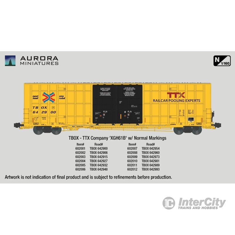 Aurora Miniatures 602002 N Greenbrier 7550 cf 60' Plate F Boxcar - TBOX 642906 (XGH61B)
