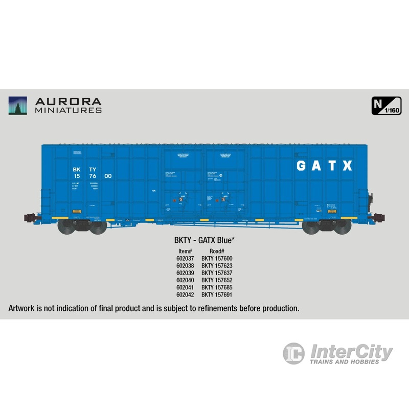 Aurora Miniatures 602037 N Greenbrier 7550 cf 60' Plate F Boxcar - BKTY 157600 (GATX Blue)