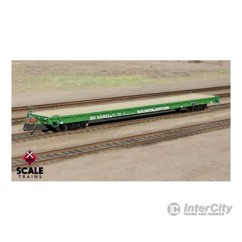 Fox Valley Models SXT15043 HO Scale Pullman-Standard F60GH 60' Flatcar, Burlington Northern/Green #630802