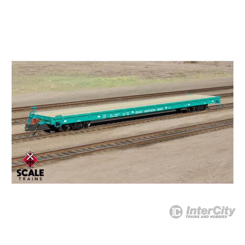 Fox Valley Models SXT15050 HO Scale Pullman-Standard F60GH 60' Flatcar, Great Northern/Glacier Green #161055