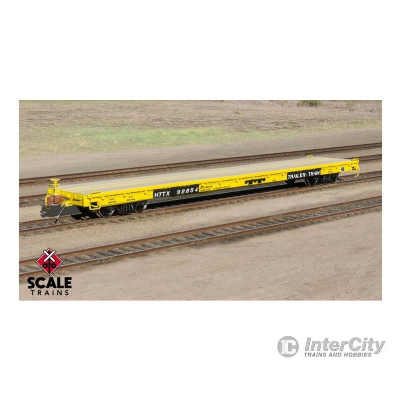 Fox Valley Models SXT15057 HO Scale Pullman-Standard F60GH 60' Flatcar, Trailer Train/Yellow/TT Logo/HTTX #93043