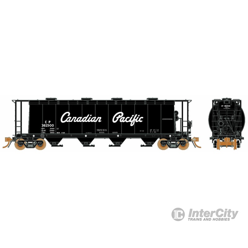 Rapido HO 127006A 3800 Cu. Ft. Cylindrical Covered Hopper - Ready to Run -- Canadian Pacific (black; Script Lettering, Random Number from Set #2)