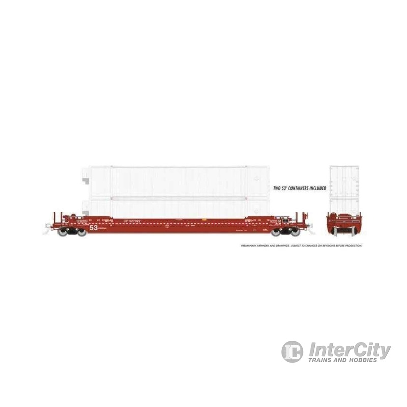 Rapido Trains HO 401057A Gunderson 53' Husky Stack Well Car with Containers - Canadian Pacific
