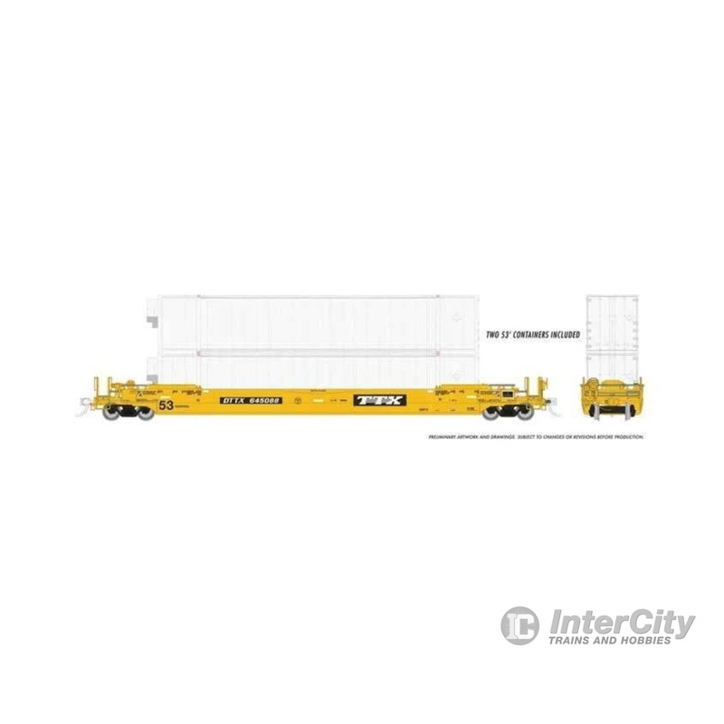 Rapido Trains HO 401061A Gunderson 53' Husky Stack Well Car with Containers - TTX