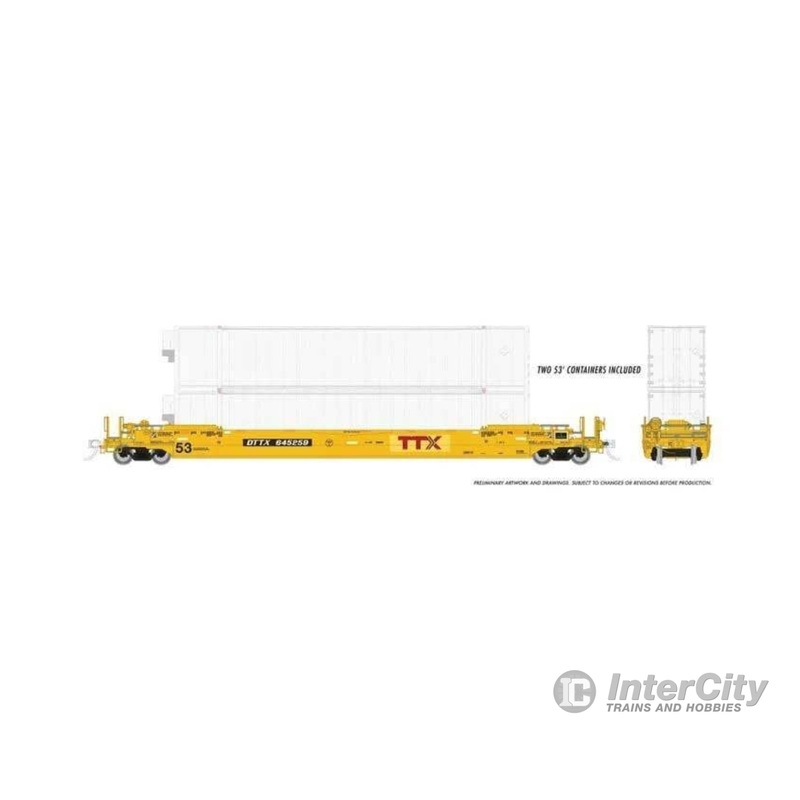 Rapido Trains HO 401063A Gunderson 53' Husky Stack Well Car with Containers - TTX
