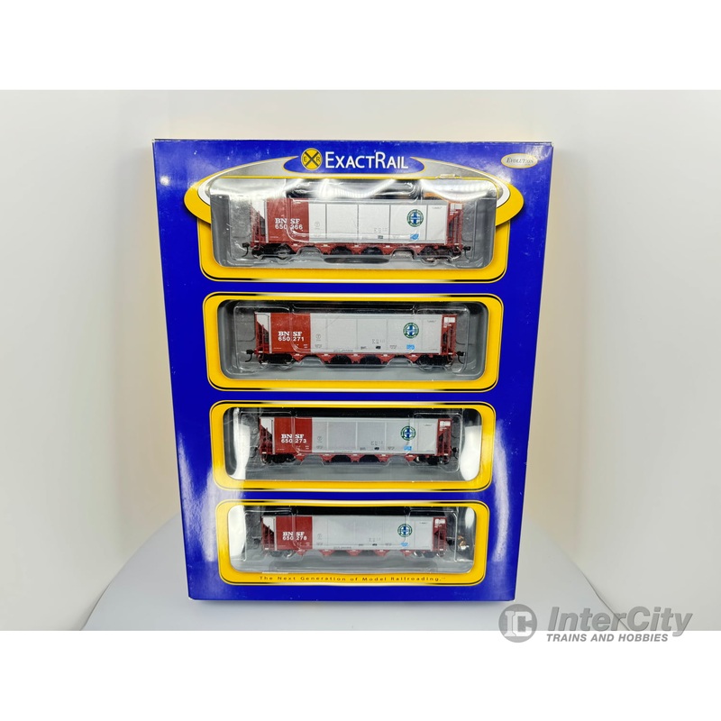 ExactRail EE-1301-3 HO Johnstown Autoflood II Coal Hopper (4 pack) Burlington Northern Santa Fe (BNSF) 650266, 650271, 650273, 650278