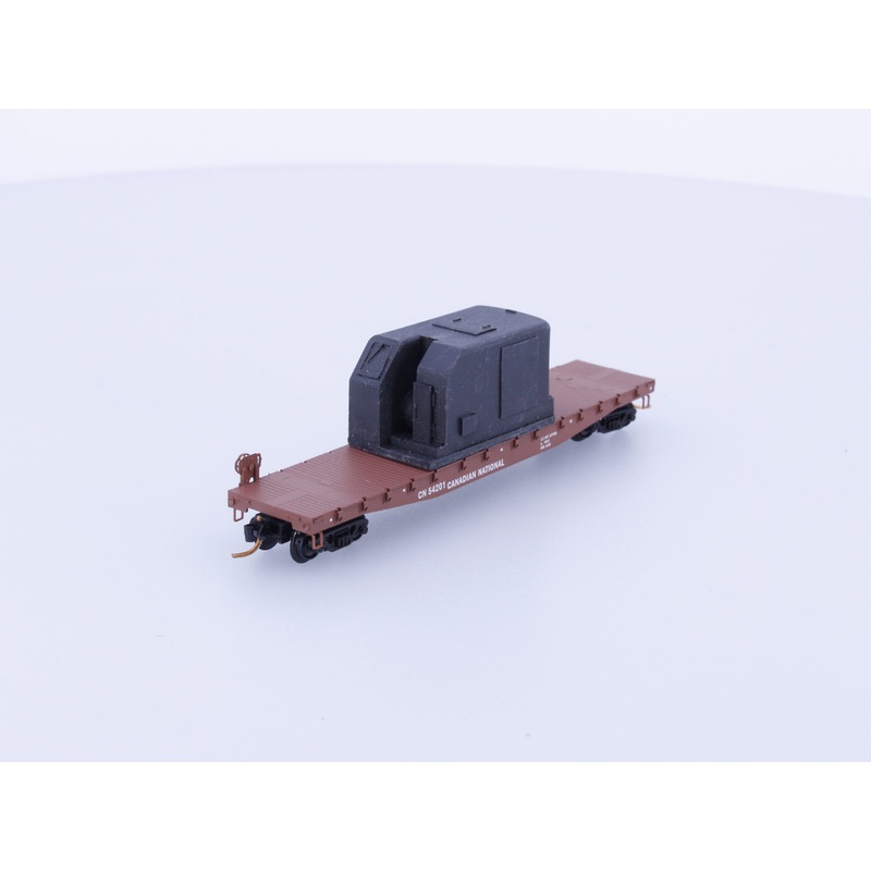 Micro Trains 04500320 N 50' Flat car, Fishbelly Side, w/Side Mount Brake Wheel w/load Canadian National (CN) 54201