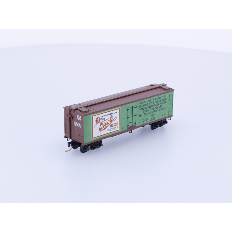 Micro Trains 49440 N 40' Double-Sheathed Wood Reefer, w/Vertical Brake Wheel Tivoli Beer 5100