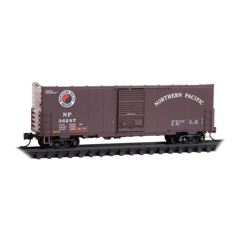 Micro Trains N 2400600 40' Single-Door Boxcar No Roofwalk - Northern Pacific #36297 (Boxcar Red, white, red, black, Monad Logo)