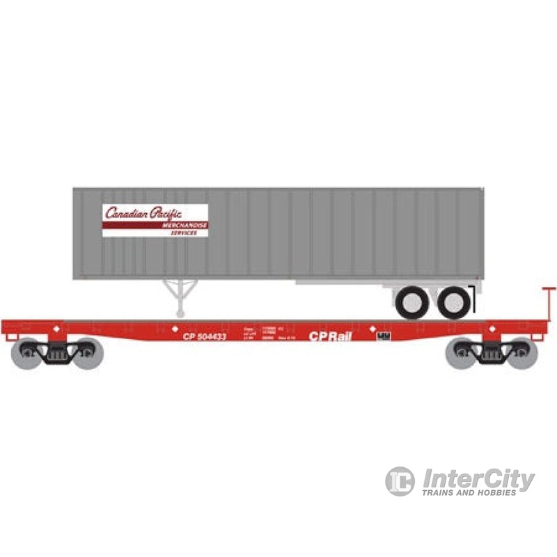 Athearn ATH24902 N 53' GSC Flat car with Trailer CP Rail with 40' Trailer 504364