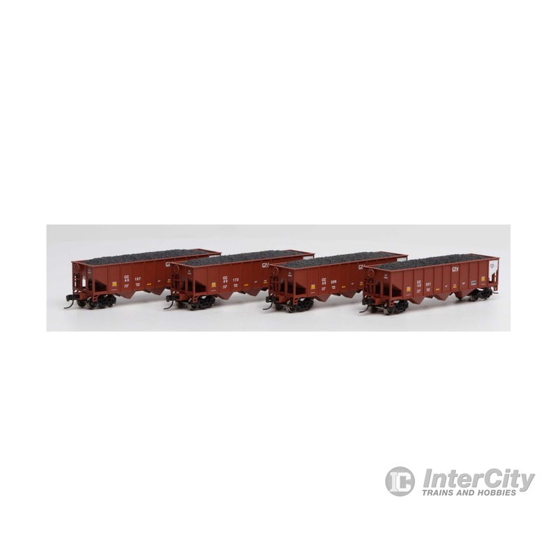 Athearn N ATH25578 Athearn ATH25578 40' 3-Bay Ribbed Hopper Load CC Canadian National Set #2 4 Pack N Scale