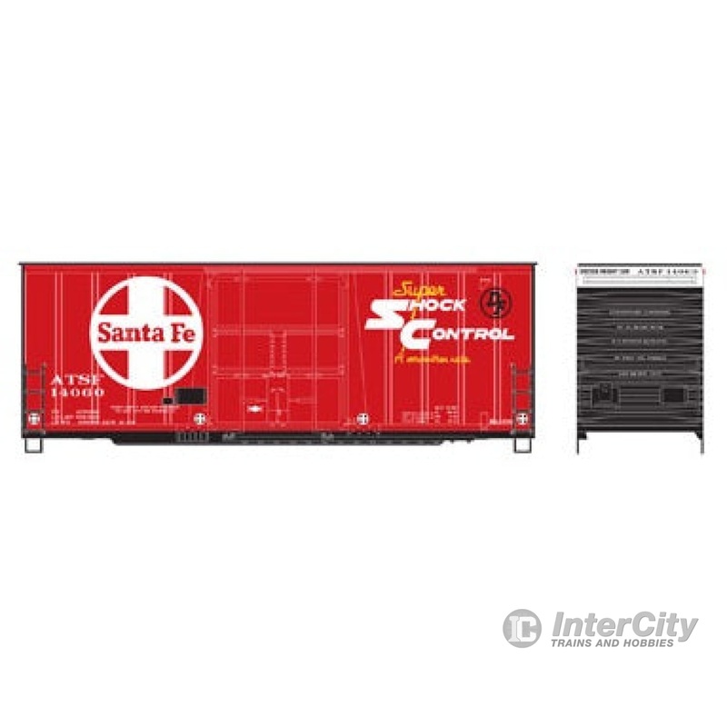 Athearn RND76626 HO 40 Foot Outside Braced Hi Cube Box Car 40' High Cube Plug Door Box, Santa Fe 14060