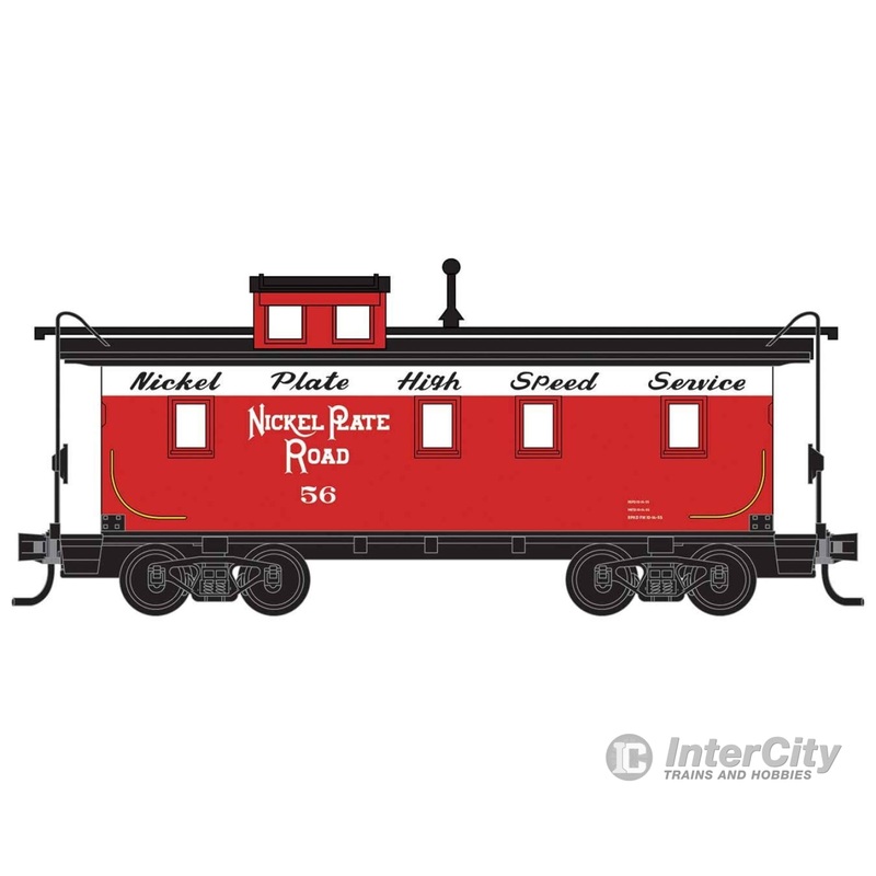 Micro Trains N 5100360 34' Wood-Sheathed Caboose with Straight Cupola - Ready to Run - Nickel Plate Road #56 9red, white, black, High Speed Slogan)