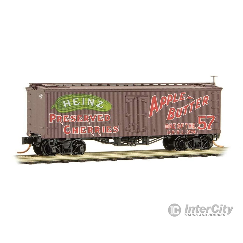 Micro Trains N 5800260 36' Wood-Sheathed Ice Reefer - Ready to Run -- Heinz 374 (Boxcar Red, red, green, Apple Butter, Heinz Series 1)