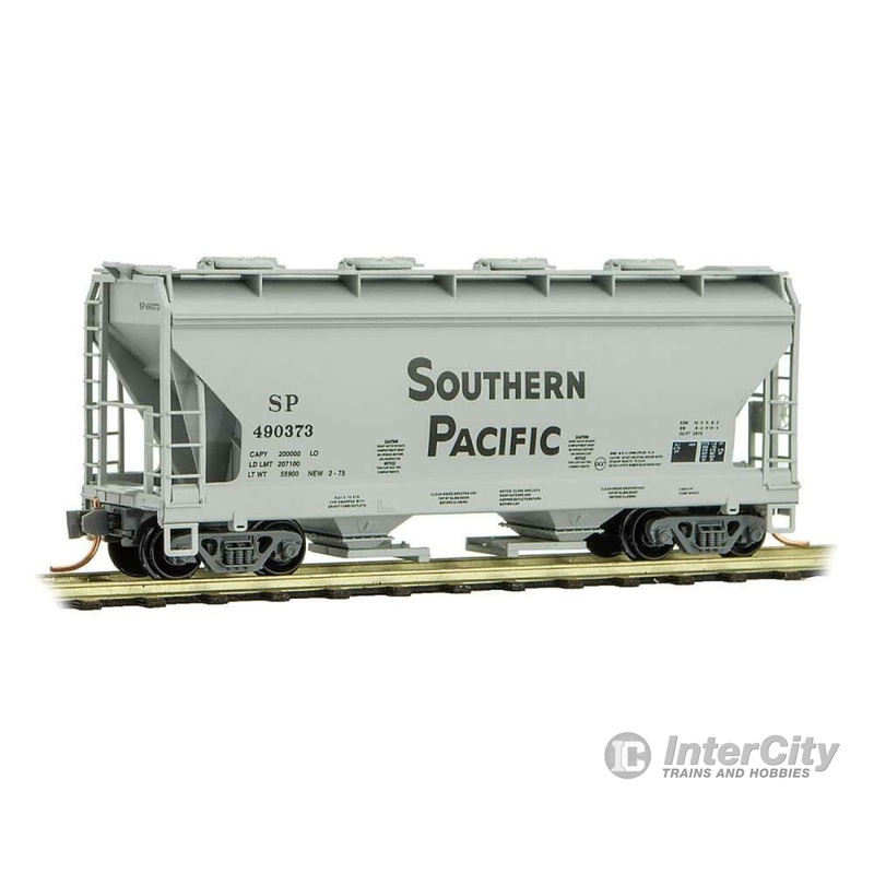 Micro Trains N 9200361 ACF 39' 2-Bay Center-Flow Covered Hopper w/Round Hatches - Ready to Run -- Southern Pacific #490373 (gray, black)