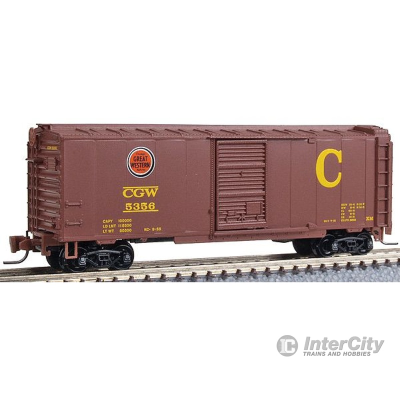 Micro Trains Z 50000431 40' Standard Boxcar w/Single Youngstown Door & Roofwalk -- Chicago Great Western #5356 (brown w/orange, black, white CGW Logo)