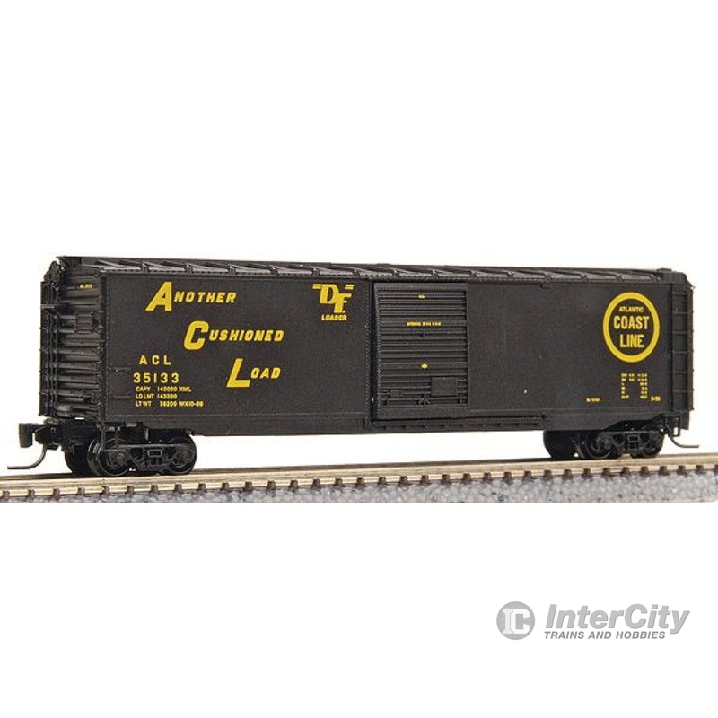 Micro Trains Z 50500080 50' Single-Door Boxcar w/Youngstown Door - Ready to Run -- Atlantic Coast Line #35133 (black, yellow ACL Logo, "Another Cusioned Load"