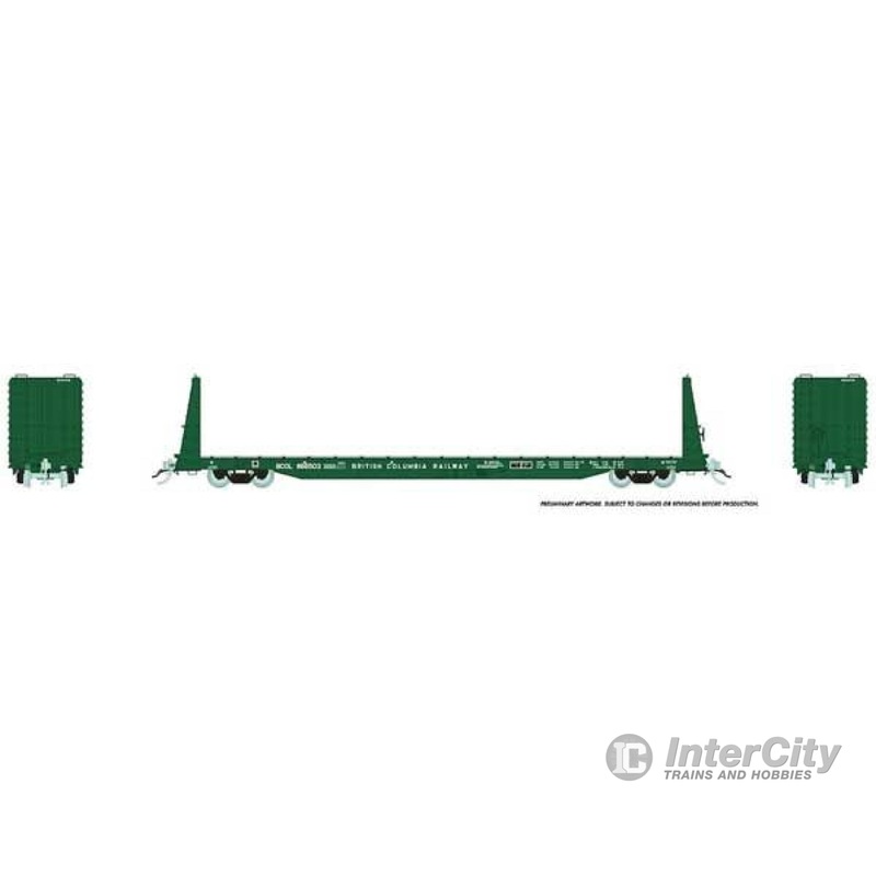Rapido HO 147005A Marine Industries Bulkhead Flatcar - British Columbia Railway (dark green)