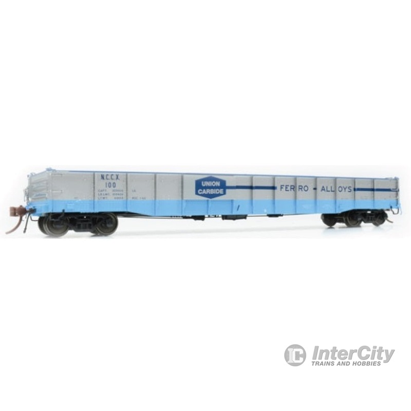 Rapido HO 50045 52' 6" Canadian Mill Gondola 2-Pack - Ready to Run -- Union Carbide KCCX (gray, blue)