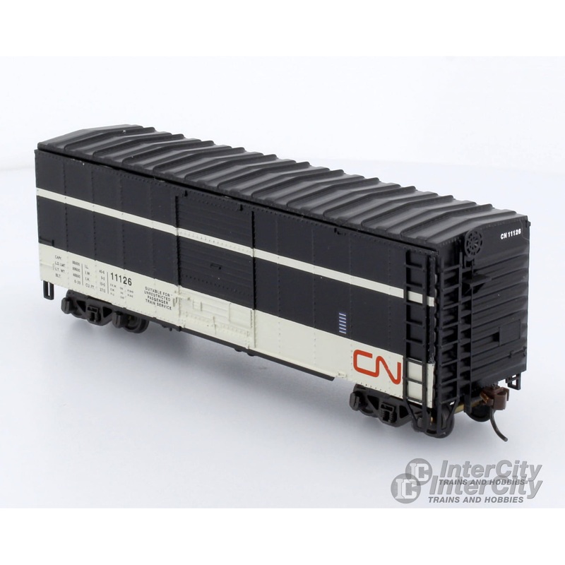 Trains Canada HO Scale CN Canadian National 40' Through Baggage Car Black/Grey Wet Noodle Logo