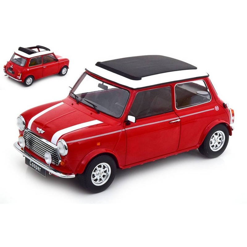 SCALE MODEL COMPATIBLE WITH MINI COOPER SUNROOF RED/WHITE 1:12 KK SCALE KKDC120074L