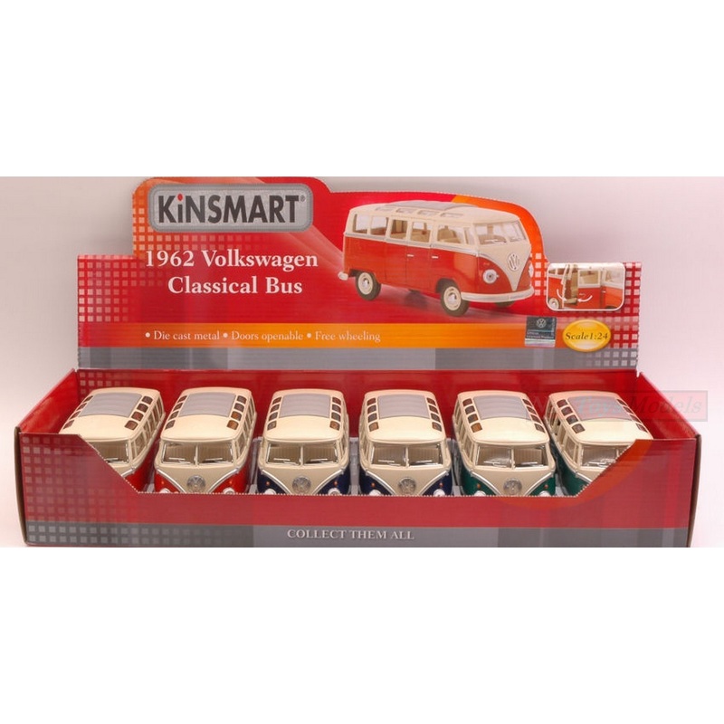 SCALE MODEL COMPATIBLE WITH VW SAMBA 6 BUS 1967 1:24 KINSMART KT7005D