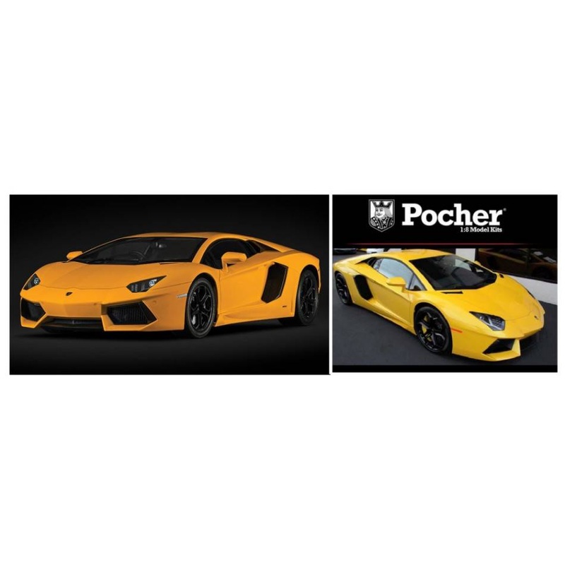 SCALE ASSEMBLY KIT COMPATIBLE WITH LAMBORGHINI AVENTADOR ORION YELLOW KIT 1:8 POCHER HK119