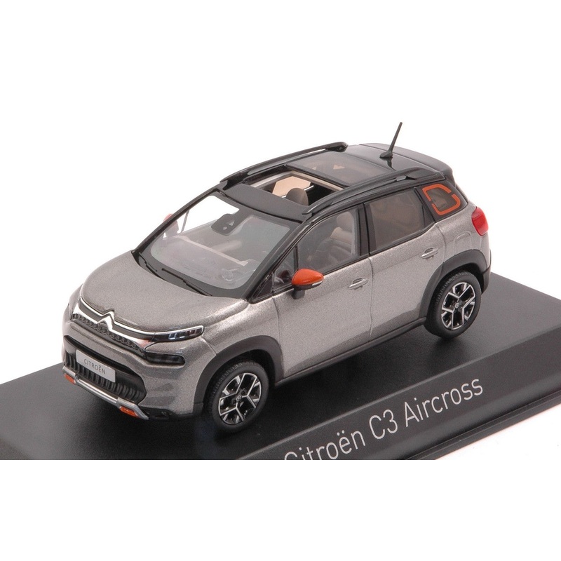 SCALE MODEL COMPATIBLE WITH CITROEN C3 AIRCROSS 2021 PLATINIUM GRAY & BLACK ROOF 1:43 NOREV NV155336