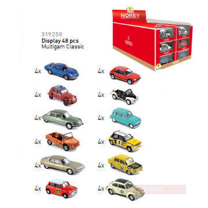 SCALE MODEL COMPATIBLE WITH DISPLAY 48 MODELS ASS. CLASSIC MULTIGAM 1:43 NOREV NV319250