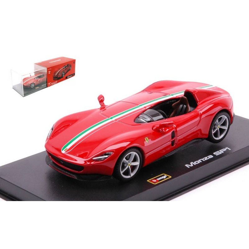 SCALE MODEL COMPATIBLE WITH FERRARI MONZA SP1 CONVERTIBLE RED/WHITE SIGNATURE 1:43 BURAGO BU36912R