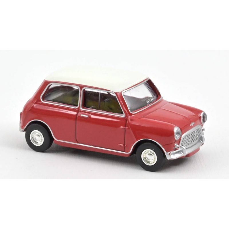 SCALE MODEL COMPATIBLE WITH MINI COOPER S 1964 TARTAN RED AND WHITE ROOF 1:54 NOREV NV310520