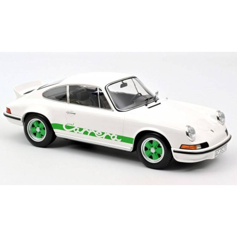 SCALE MODEL COMPATIBLE WITH PORSCHE 911 RS 1973 WHITE W/GREEN STRIPES 1:12 NOREV NV127512