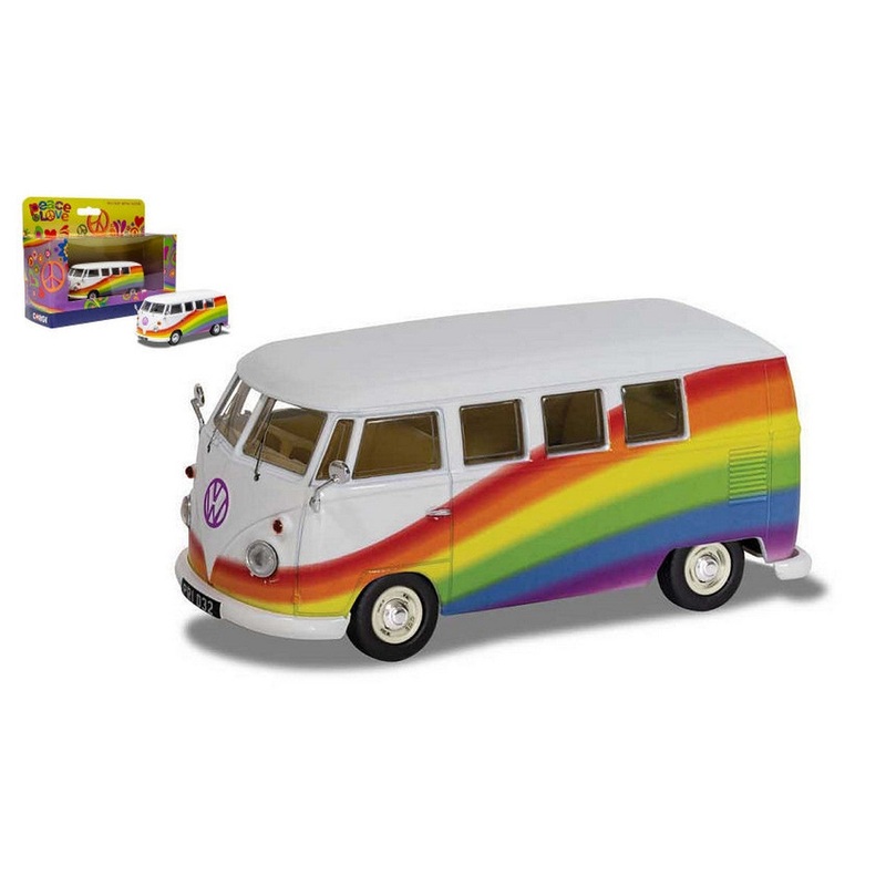 SCALE MODEL COMPATIBLE WITH VW CAMPER PEACE LOVE RAIMBOW 1:43 CORGI CC02739