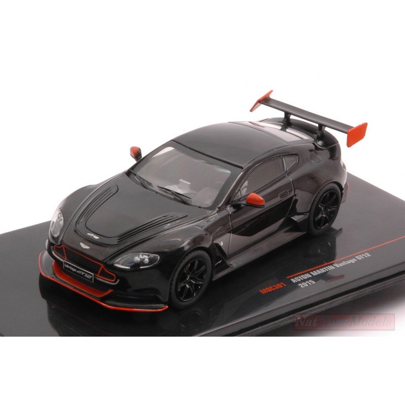 SCALE MODEL COMPATIBLE WITH ASTON MARTIN VANTAGE GT 12 2015 BLACK-ORANGE 1:43 IXO MODEL MOC301