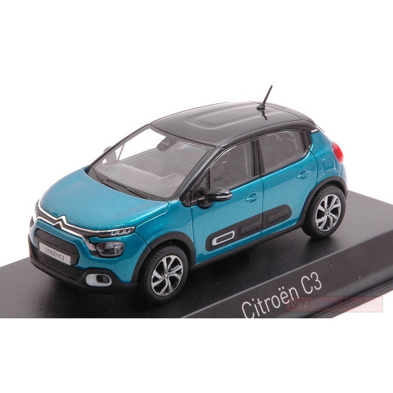 SCALE MODEL COMPATIBLE WITH CITROEN C3 2020 BLUE W/BLACK ROOF 1:43 NOREV NV155264