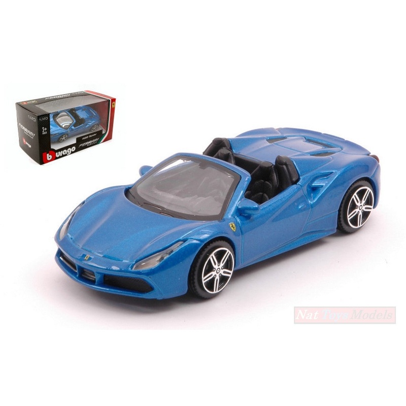 SCALE MODEL COMPATIBLE WITH FERRARI 488 SPIDER 2016 METALLIC BLUE 1:43 BURAGO BU36026B